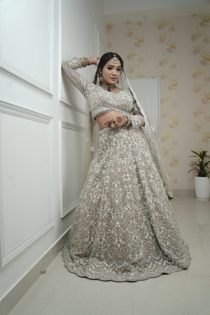 Georgette Silver Sequence Work Lehenga