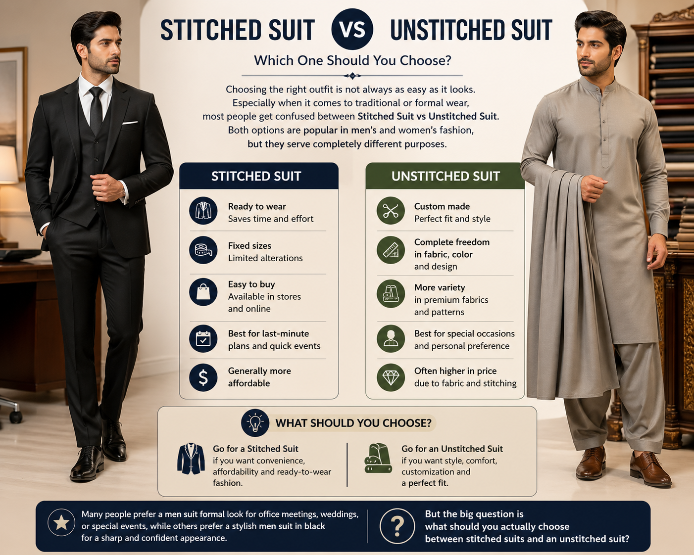Stitched Suit vs Unstitched Suit