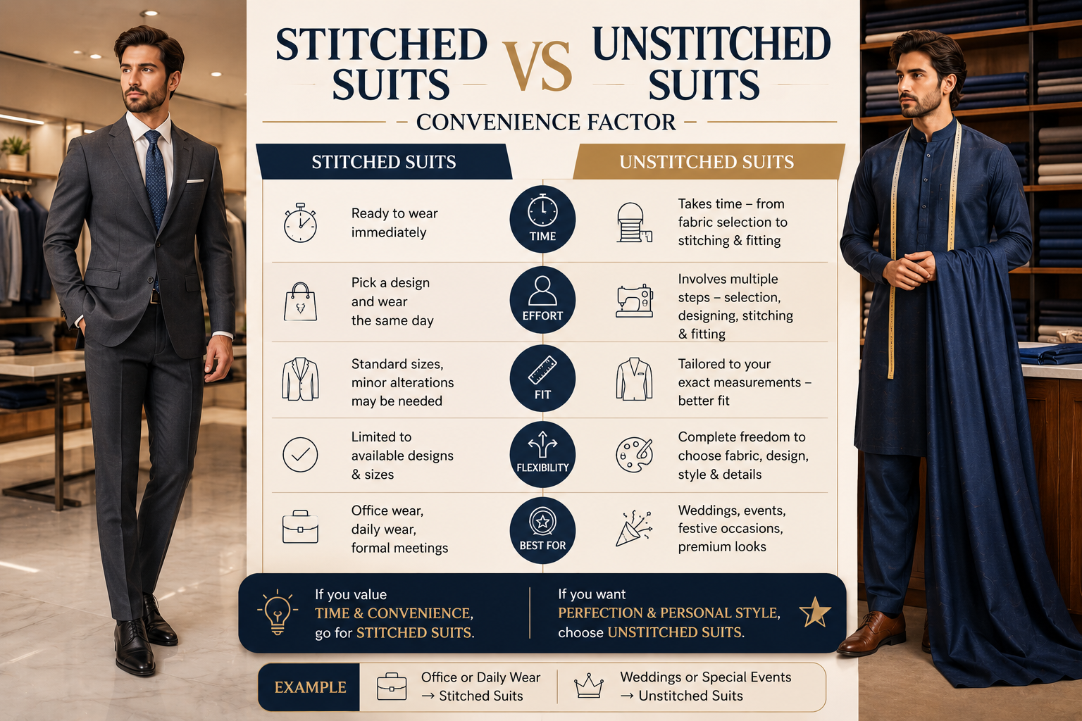 Stitched Suit vs Unstitched Suit
