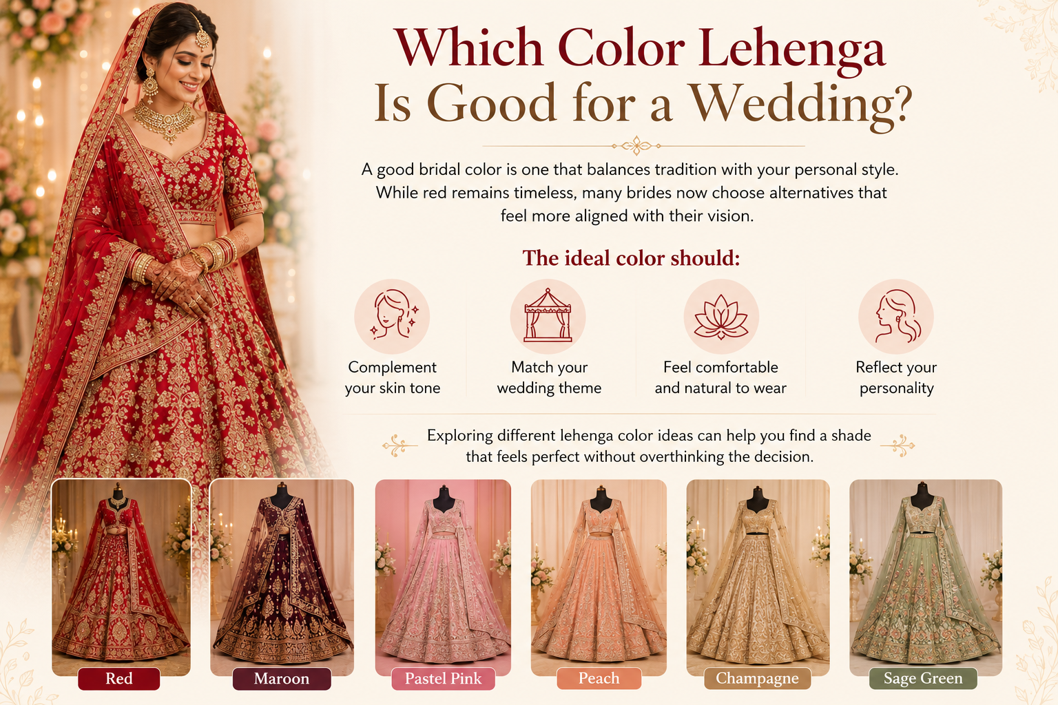wedding lehenga color, lehenga color ideas
