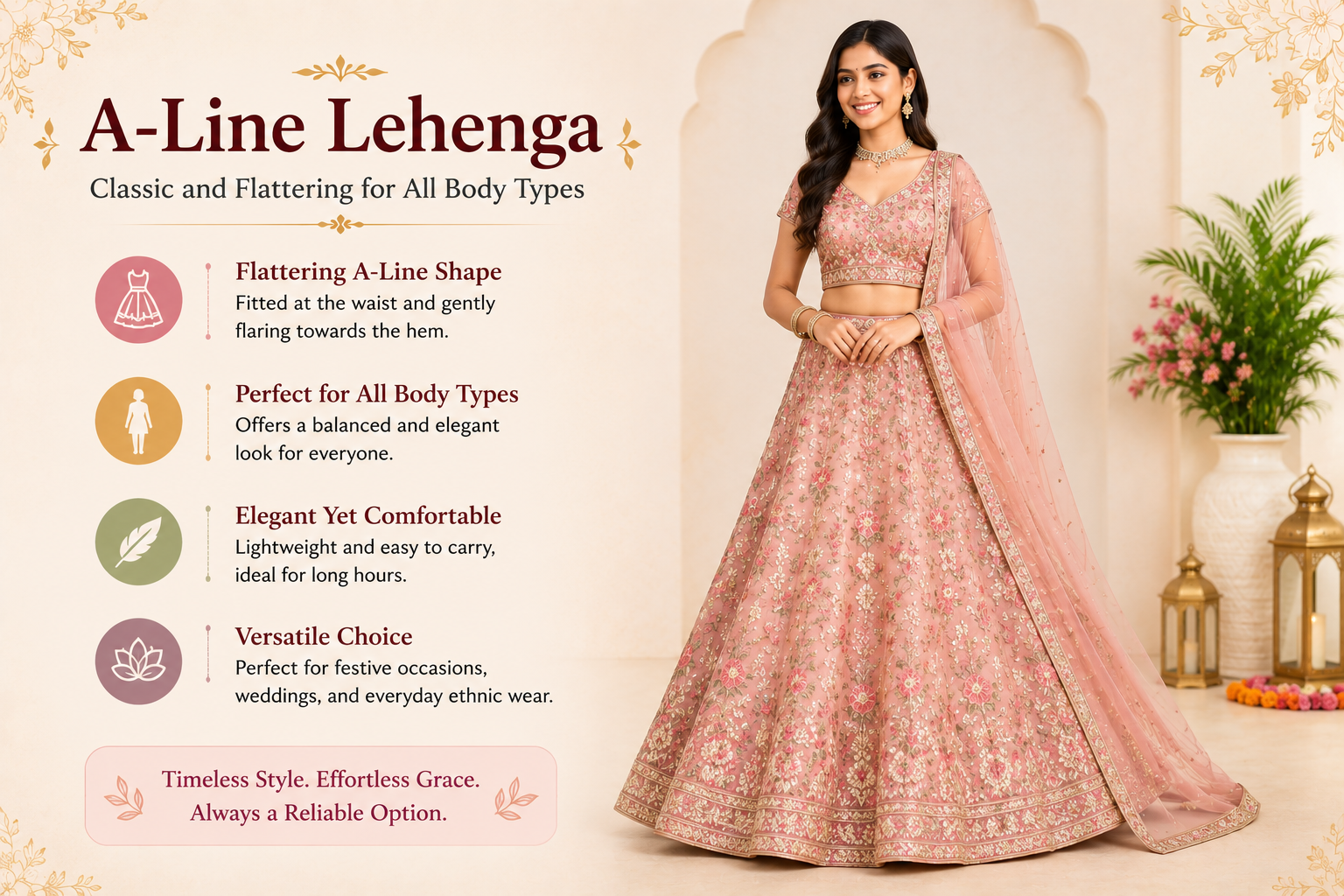 ethnic wear for women, different lehenga styles