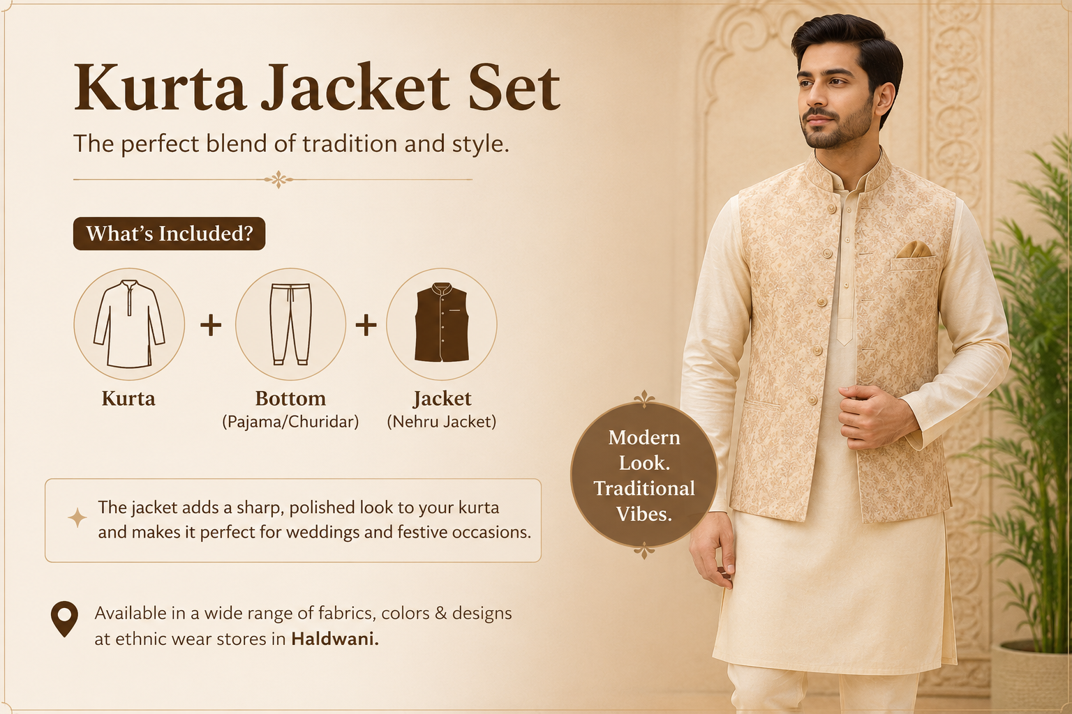 kurta jacket set, men ethnic wear