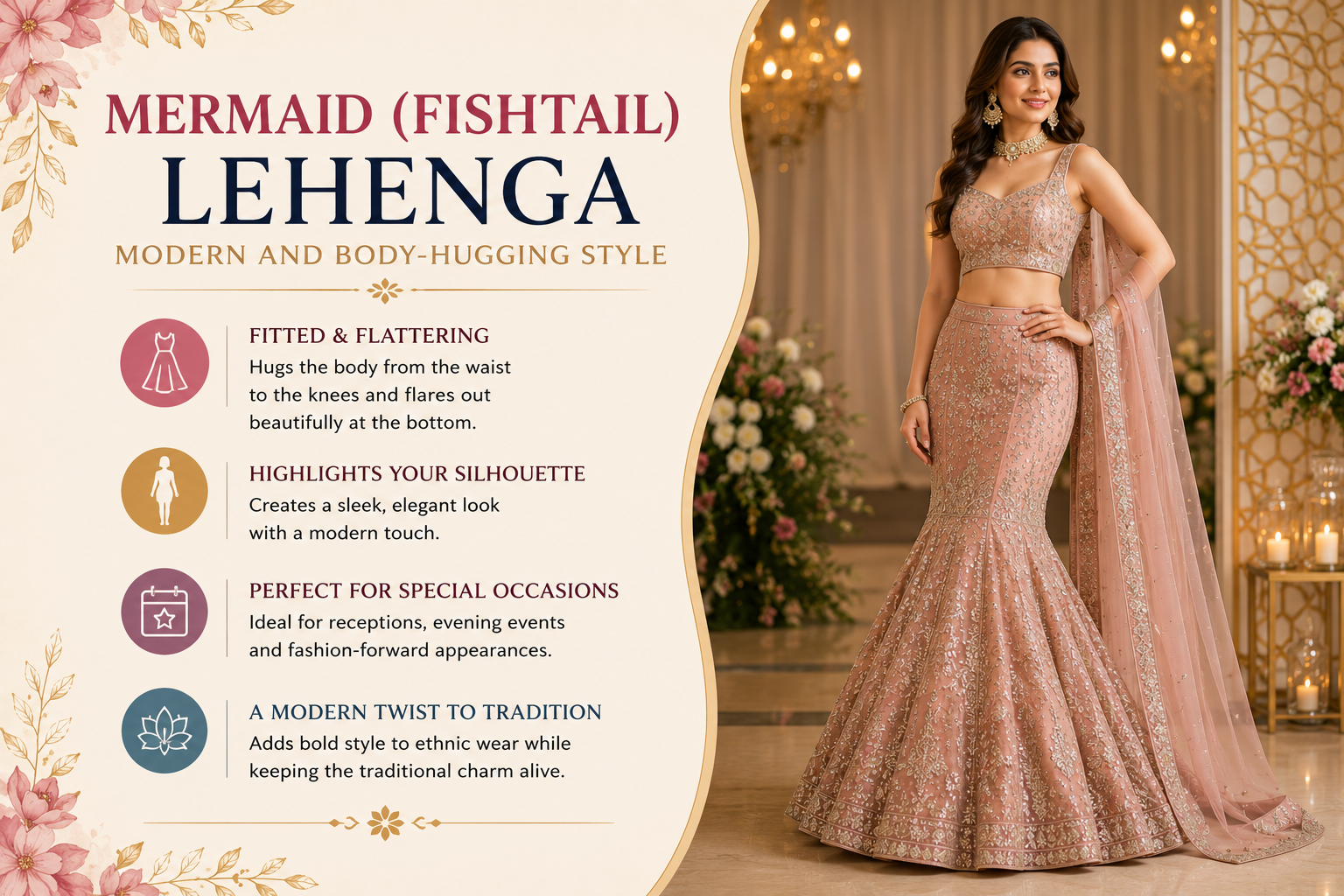 ethnic wear for women, different lehenga styles