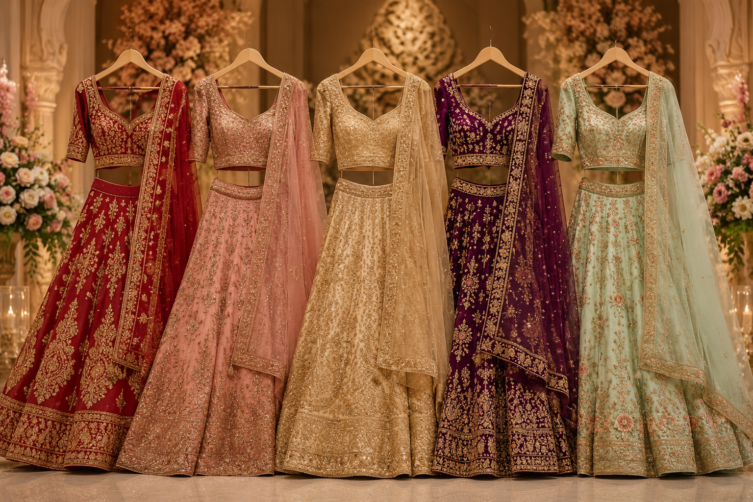wedding lehenga color, lehenga color ideas