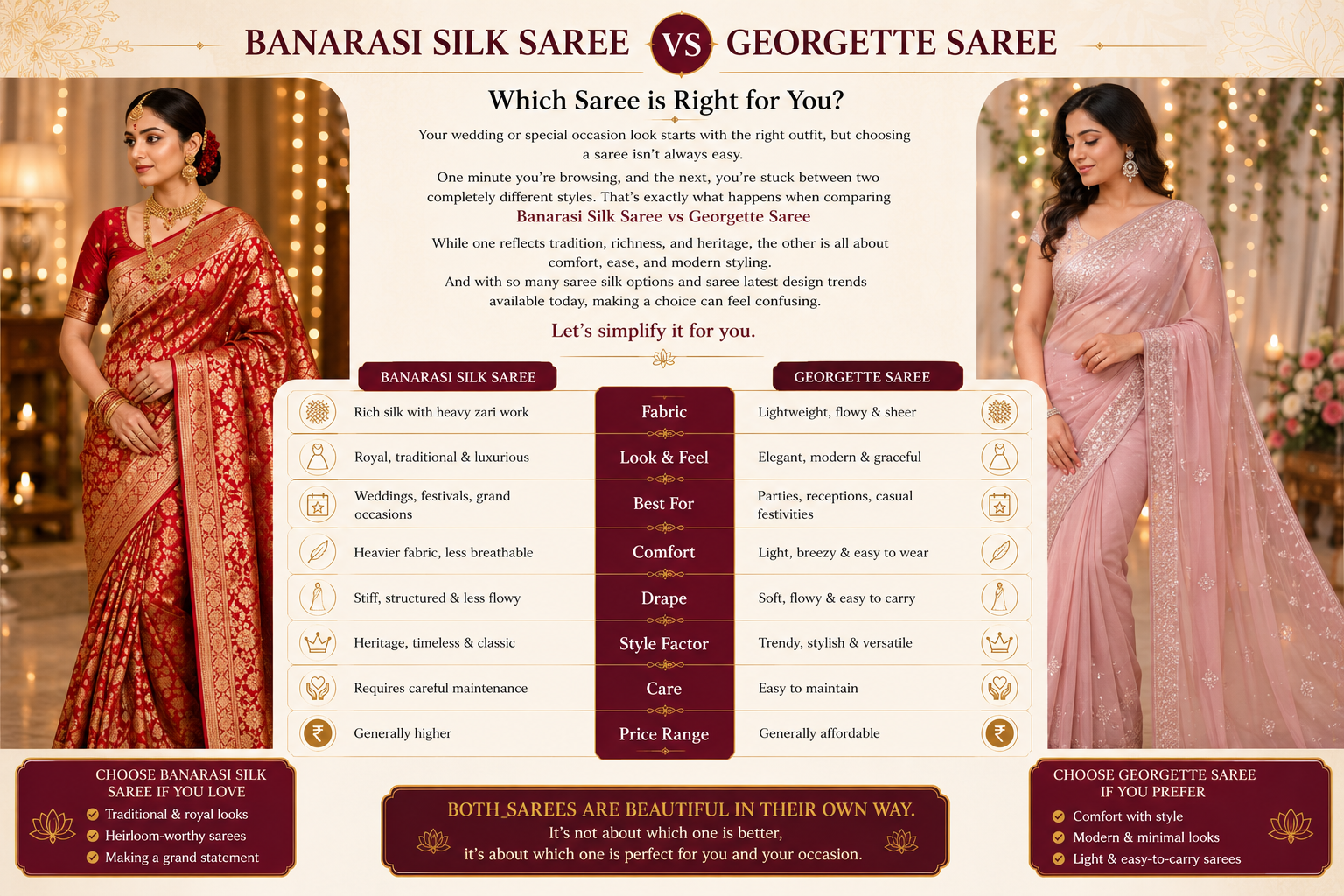 Banarasi Silk Saree vs Georgette Saree