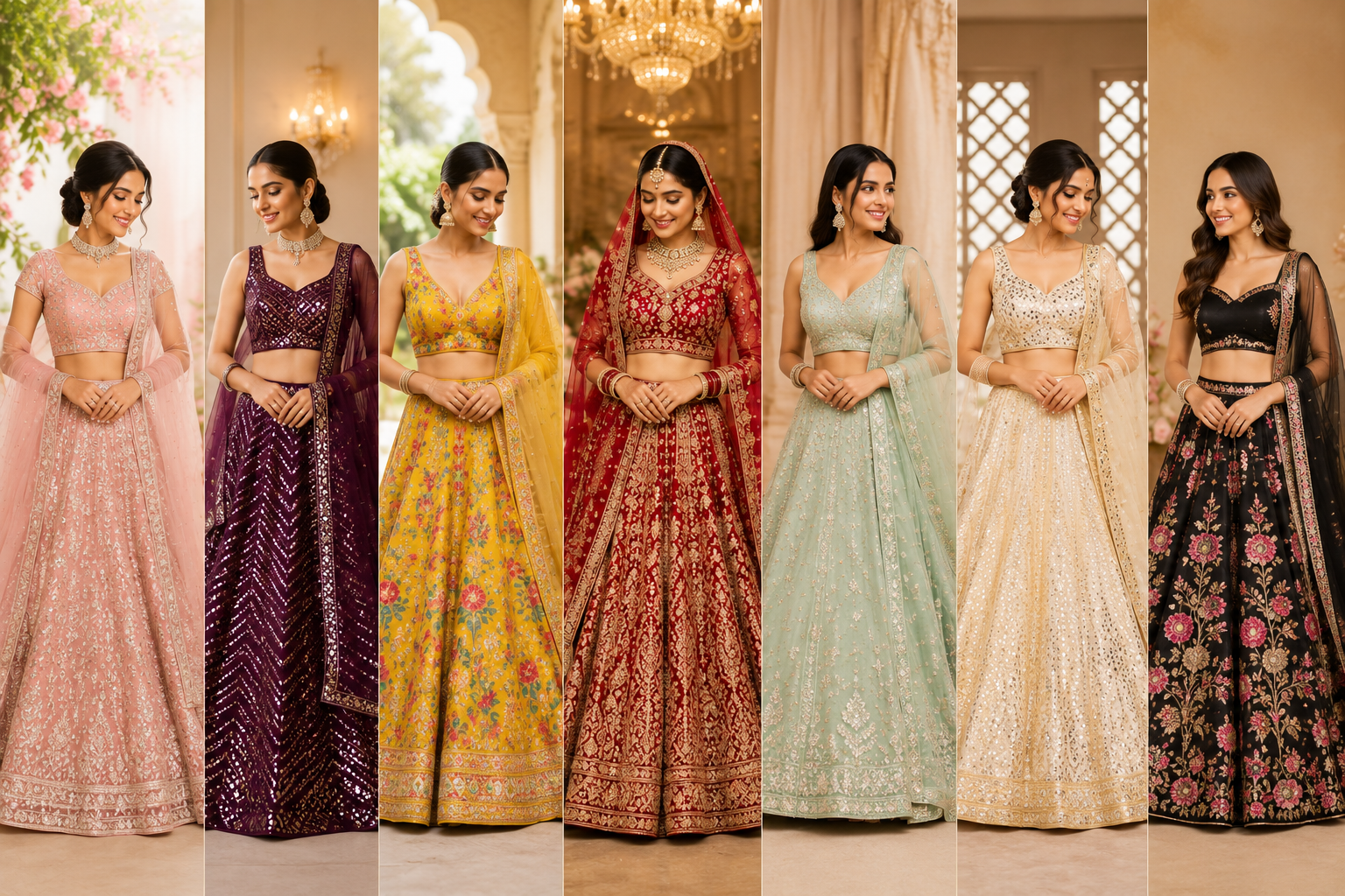 ethnic wear for women, different lehenga styles