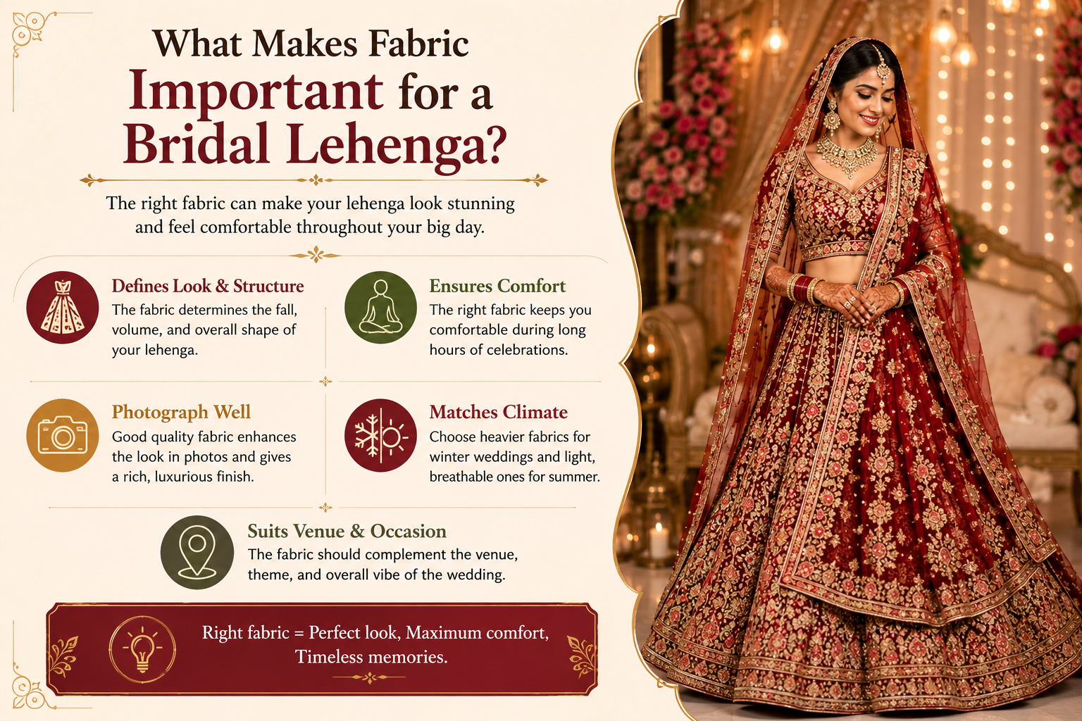 lehenga fabric material, fabric selection