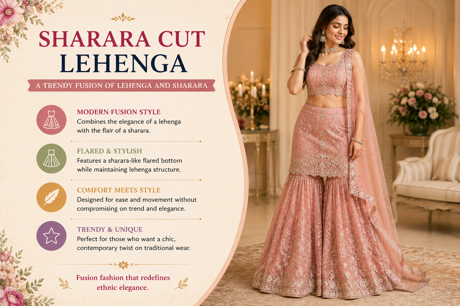 ethnic wear for women, different lehenga styles