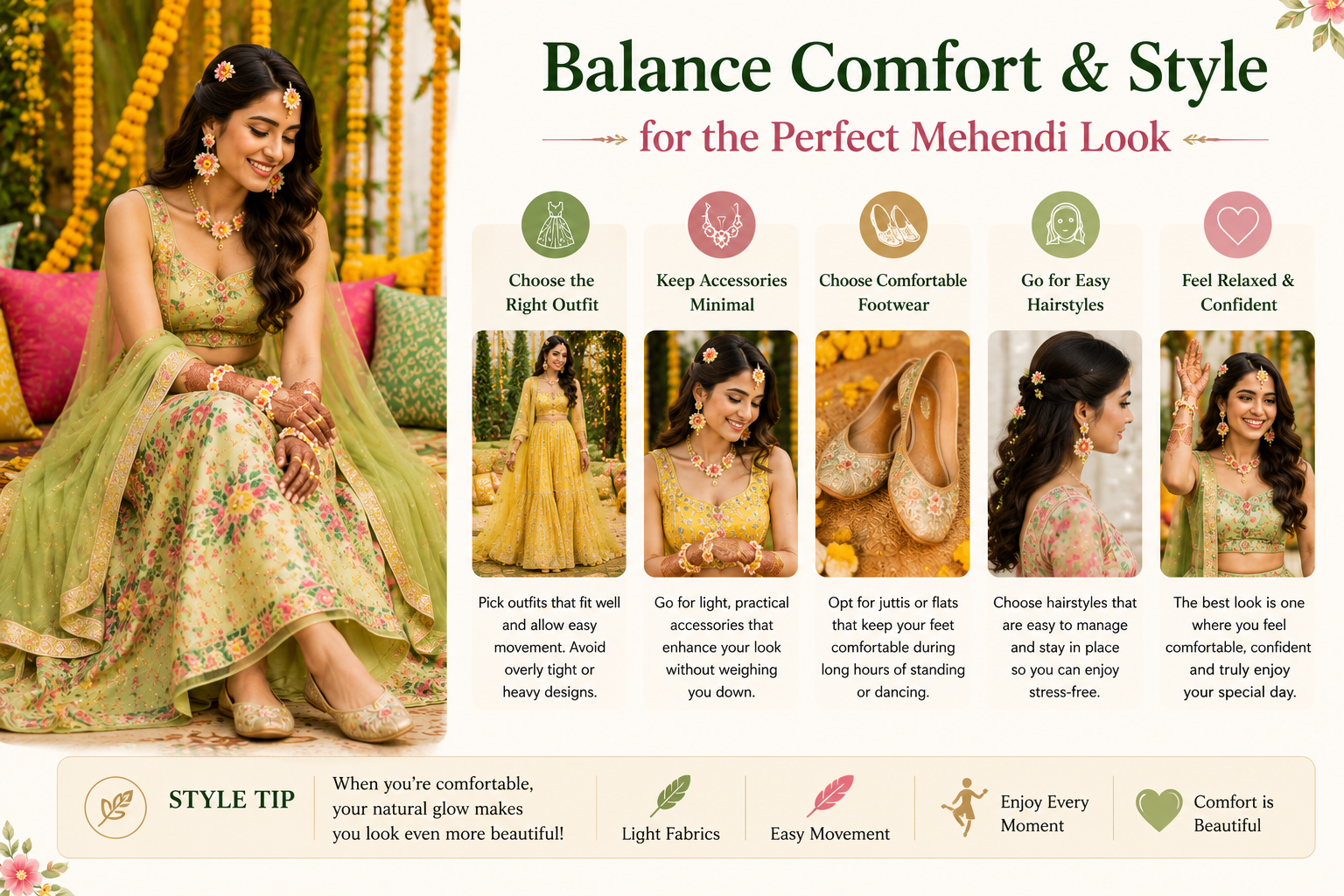 mehendi outfit, style tips