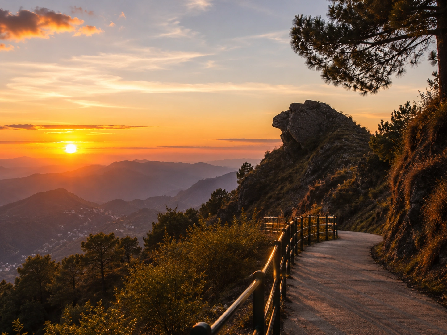Sunset over the mountains from Camel's Back Road Mussoorie