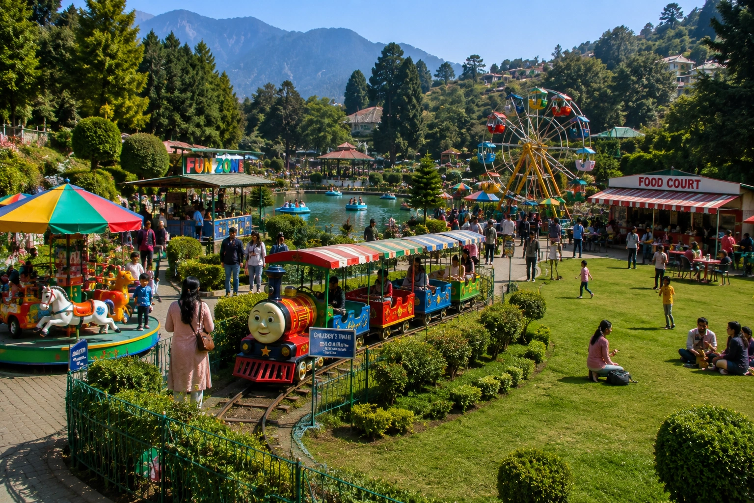 Family activities and children's rides at Company Garden Mussoorie