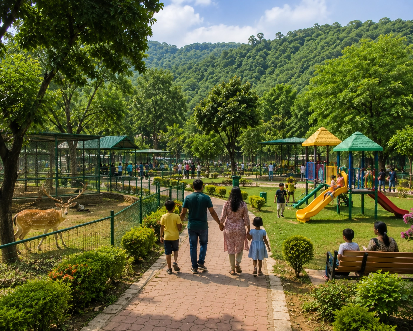 Family enjoying a day at Dehradun Zoo