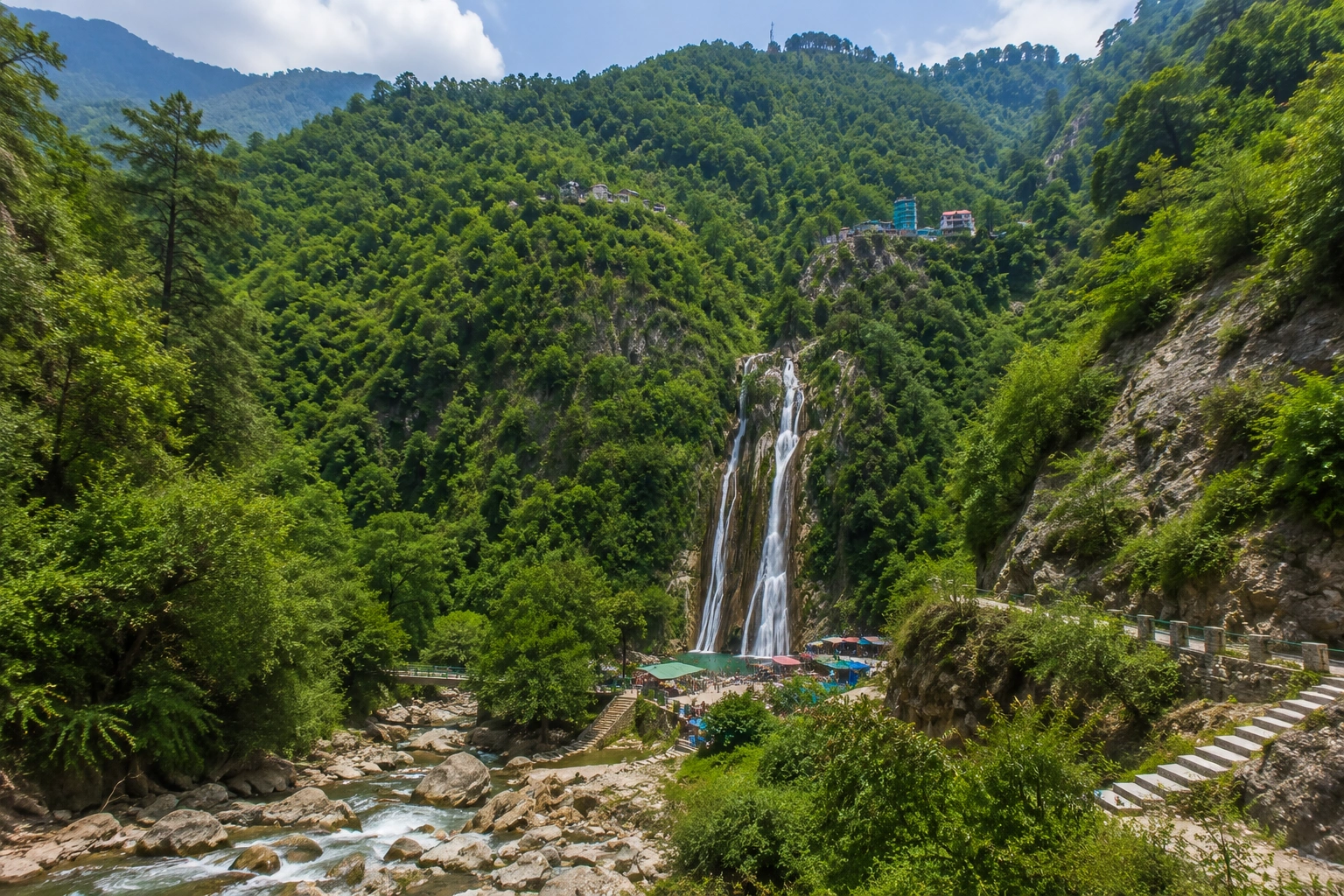 Mountain landscape surrounding Kempty Falls Mussoorie