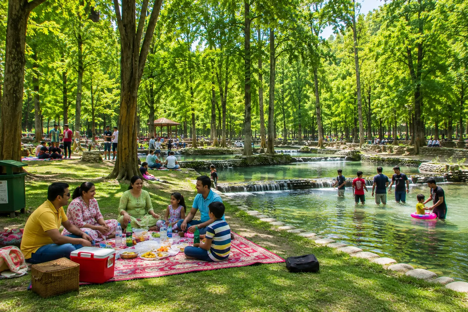 Families enjoying a picnic at Lachhiwala near Dehradun