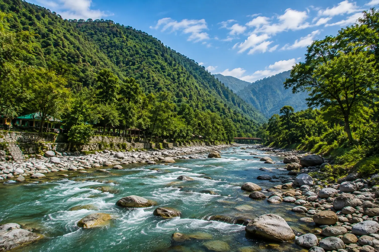Song River surrounded by greenery at Maldevta Dehradun