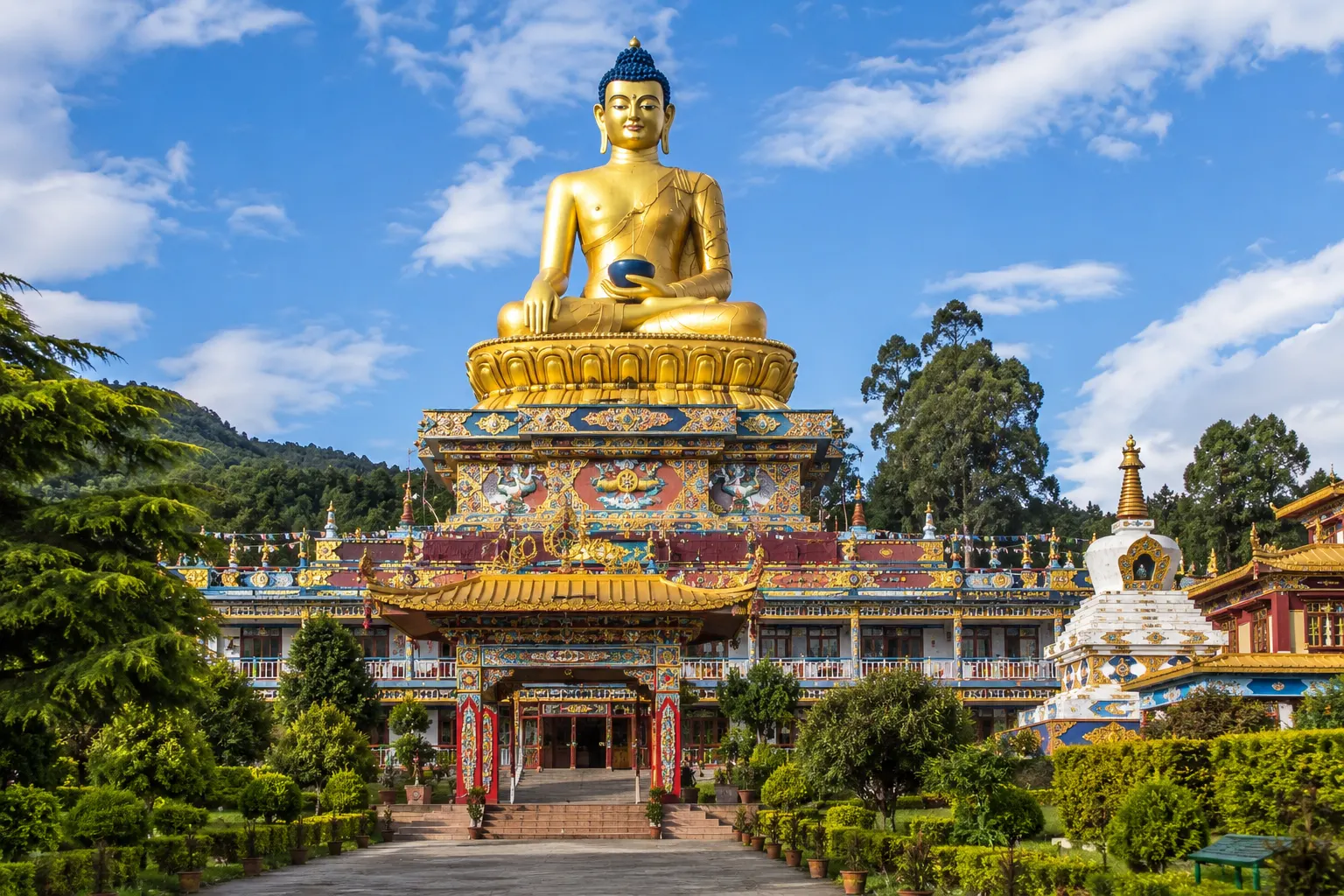 Large Buddha statue at Mindrolling Monastery in Dehradun