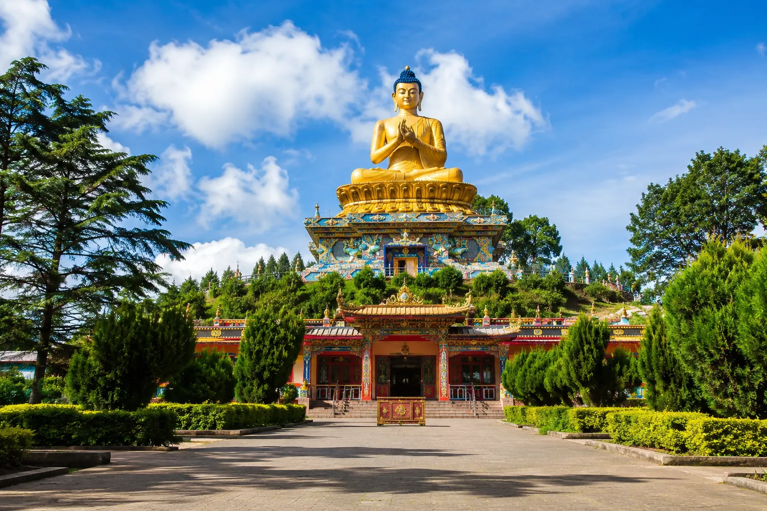 Mindrolling Monastery in Dehradun with Tibetan Buddhist architecture