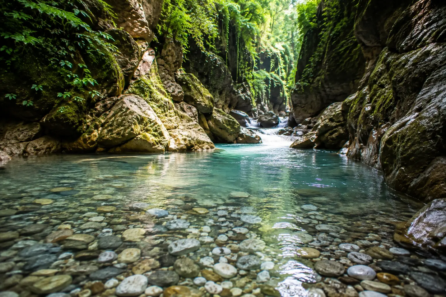 Clear water flowing through the rocky surroundings of Robber's Cave Dehradun
