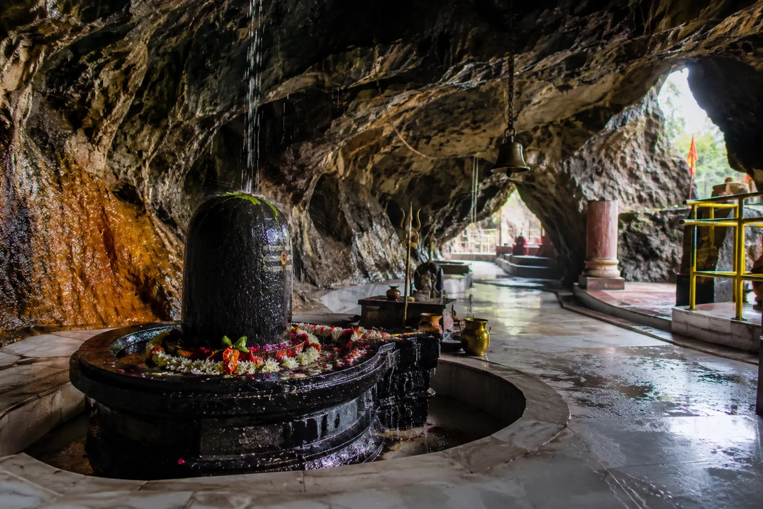 Shivling inside the natural cave at Tapkeshwar Temple Dehradun